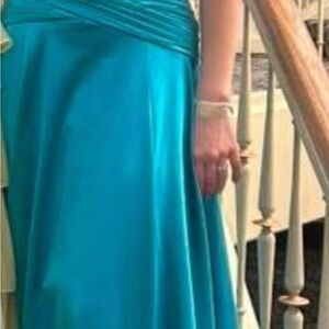Teal Satin Prom Dress